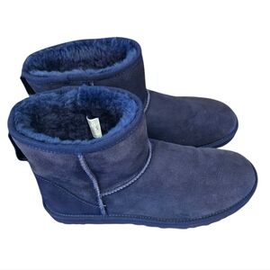 UGG Mens Size 12  Midnight Blue Suede Mini Slide On Boot Clean Warm Comfortable